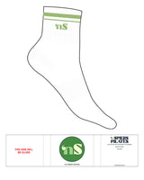 The 1/2 Crew Sock - White - NSpiers - Zest Stripes - Top Logo - Zest