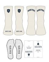 The 3/4 Crew Sock - Off White - M4Lagree - Top Front & Back - Front Logo - Navy - Circle Shape Grip - Transparent