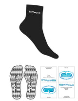 The 1/2 Crew Sock - Black - Studio Physique - Top Logo Stacked - Embroidered - White - Custom Icon Grip - Black