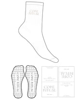 The 3/4 Crew Sock - White - Core Ritual - Top Logo Stacked - Embroidered - Oat Milk - Circle Grip - Oat Milk