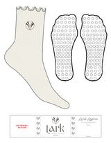 The 3/4 Crew Sock - Marshmallow - Pure Movement LARK - Top Logo - EMB - Umber - Plain Circle Grip - Umber