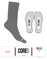 The Slouch Sock - Charcoal - Core CLE - Bottom Toe - Text - White - Triangle Shape Grip - Transparent