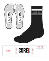 The Crew Sock - Black - Core CLE - Bottom Lining & Triangle Grip - White