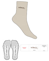 The 3/4 Crew Sock - Sand - SWS - Top Logo Stacked - Embroidered - Chocolate - Triangle Shape Grip - Chocolate