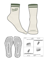 The 3/4 Crew Sock - Off White - LagreeMixx - Toe & Ankle " FOUNDING MEMBER " - Transparent Hexagon Grip - Green