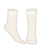 The 3/4 Sock - Cream - Jazzercise - 2 Stripes - Top Logo - White - No Grip