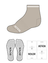 The 1/2 Crew Grip Sock - Tan - Solo Pilates - White Logos / White Bands / White Grip