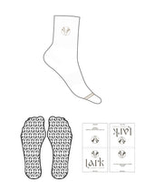 The 3/4 Crew Sock - White - Pure Movement LARK - 2 Toe Strips - Top Logo - Embroidered - Fawn - Icon Grip - Fawn