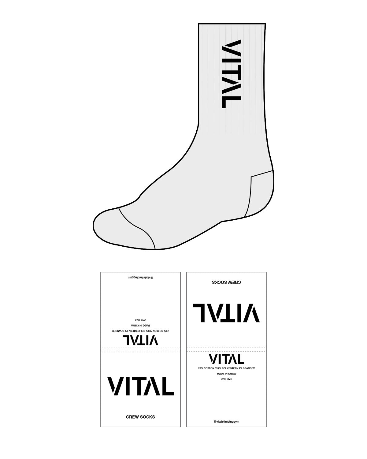 The Crew Sock - Heather - Vital Climbing Gym - Text Vertical - Black