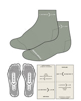 The 1/2 Crew Sock - M 221  - LagreeLab - Top Center Text "Arrow" & Bottom Text - White - Hexagon Shape Grip - White - Packging - Bone - Print - Black