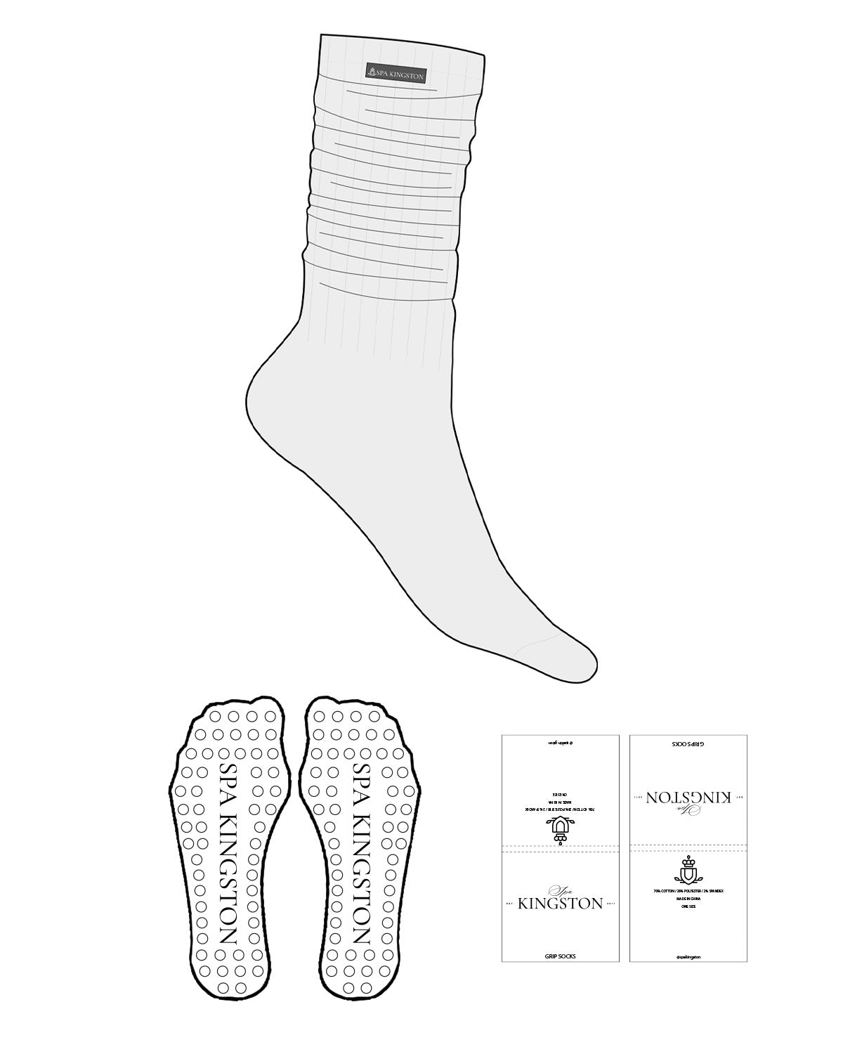 The Slouch Sock - Heather - Spa Kingston - Sew on Label - Circle Shape Grip - Translucent