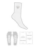 The Crew Sock - White Heather - Platinum Pilates - Top Logo Heart - Embroidered - Chocolate - Triangle Grip - Transparent