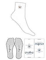 The 1/2 Crew Sock - White - Evolve Lagree - Center Chest - Top Logo - Truffle - Triangle Grip - Truffle