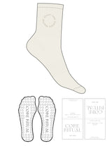 The 3/4 Crew Sock - Marshmallow - Core Ritual - Top Logo Round - EMB - Tan - Circle Grip - Tan