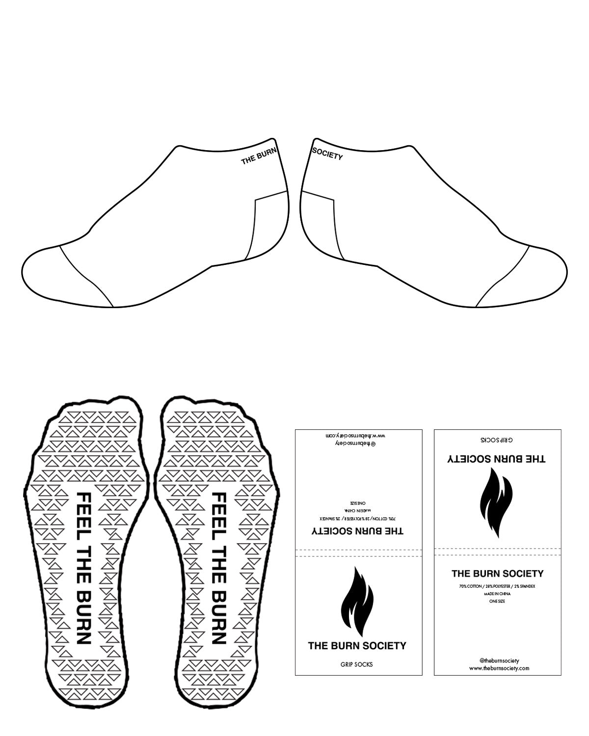 The Ankle Sock - White - The Burn Society - Back Top Ankle - Black
