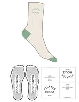 The Crew Sock - Off White - PHS - Toe & Heel - Top Logo Embroidered - Muted Green - Triangle Grip - Transparent