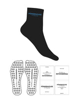 The 1/2 Crew Sock - Black - Powerhouse Fitness - Top Logo - Blue - Power Shape Grip - Transparent