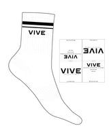 The 3/4 Crew Sock - White - Vive Cycle - 2 Lines - Black - VIVE - Embroidered - Black