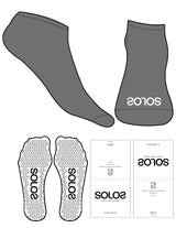 The Ankle Sock - MENS SIZING 9-13 - Charcoal - Solos Pilates - Toe Logo - White - Triangle Grip - White