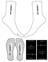 The Crew Sock - White - LagreeLab - Top & Toe Logo - Black - Triangle Grip - Black
