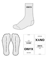 The Crew Sock - Heather - Onyx Fit - Top Center - Black - Circle Shape - Vertical Text - Grip - Black