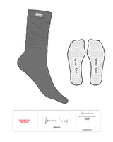 THE SLOUCH SOCK - Charcoal - Forma Haus - Sewn On Labels - Heart Shape Grip - Translucent