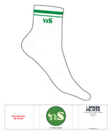 The 1/2 Crew Sock - White - NSpiers - Fern Green Stripes - Top Logo - Fern Green