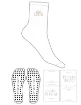 The 3/4 Crew Sock - White - Core Ritual - Top Logo "100 CLUB" - Embroidered - Oatmilk - Star Grip - Oatmilk