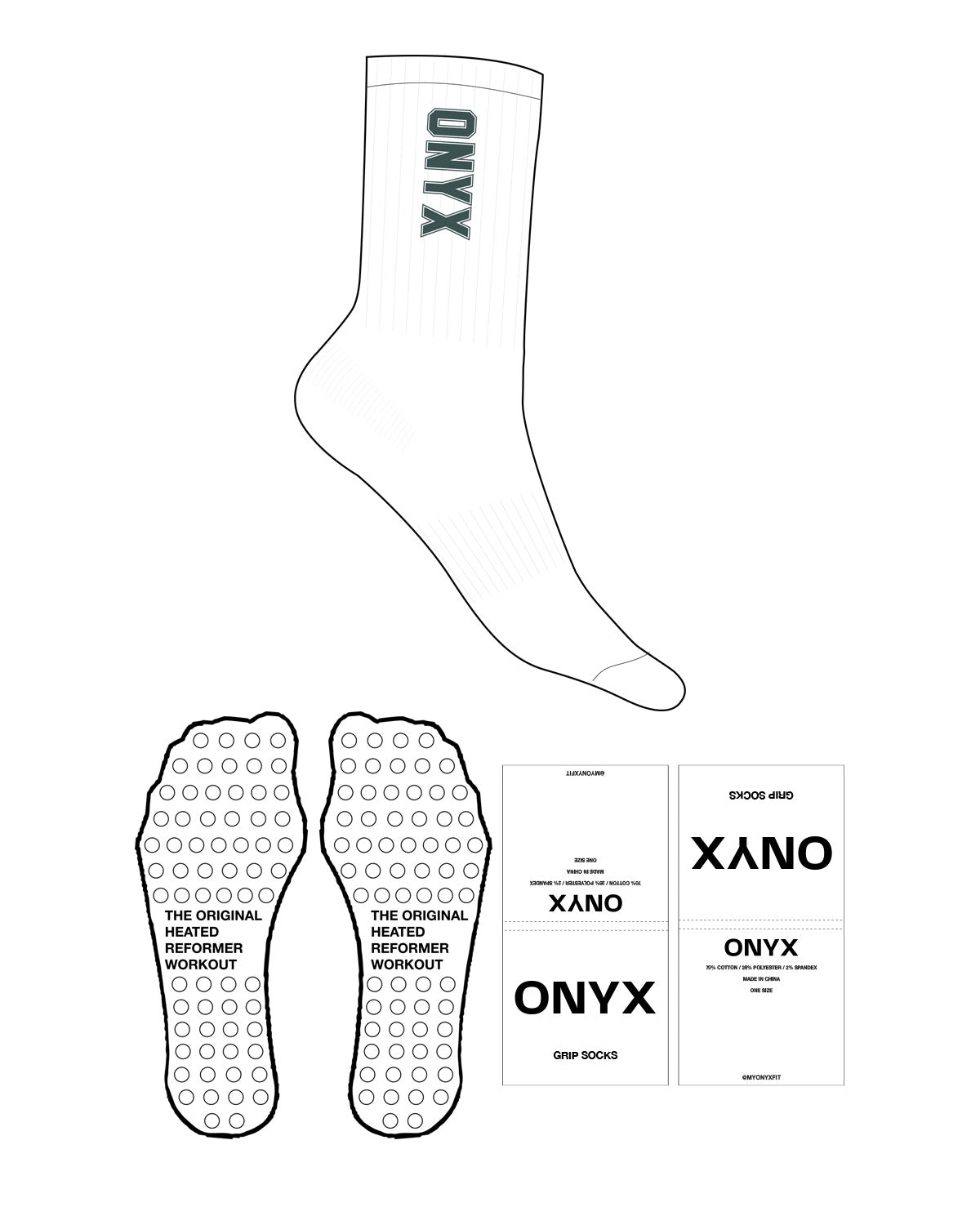 The Crew Sock - White - Onyx Fit - Top Logo - Green - Circle Shape Grip - Green