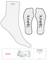 The 3/4 Crew Sock - White Heather - Kinetic Pilates - Sewn Label Logo - Circle Grip - Transparent