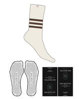 The Slouch Sock - Off White - Booties - 3 Stripe - Top Logo - Truffled - Hexagon Grip - Transparent