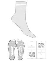 The 3/4 Crew Sock - Heather - Pilates Practice - 2 White Stripes - Top Logo Stacked - Embroidered - White - Triangle Grip - Transparent