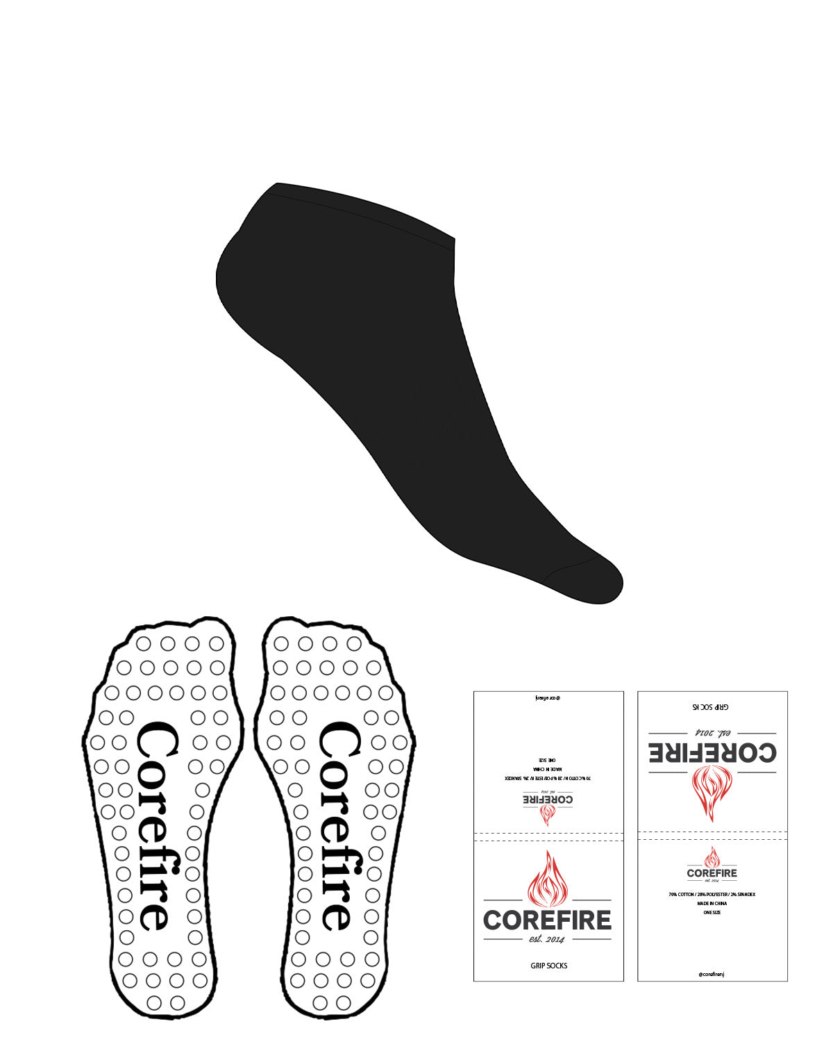 The Ankle Sock - Black - Corefire - Circle Grip - Black