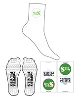 The 3/4 Crew Sock -  White -  NSpiers - Top Logo Round "nS" - Light Green - Circle Shape Grip - Light Green