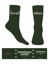 The Crew Sock - Forest Green - Powerhaus Lagree - Top Logo Wrapped - White - Heart Grip - White