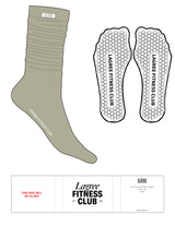 The Slouch Sock - Moss Gray - LFC - Tag & Foot Logo - Off White - Hexagon Grip - Transparent