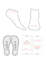 The Ankle Sock - White - Poppys Pilates - Front & Side - Circle Pink Grip - Pink