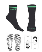 The 3/4 Crew Sock - Black - HiLo - 2 Strips - Top & Toe Logo - Full Color - Lightning Bolt Grip - Transparent