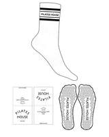 The Crew Sock - White - PHS - 2 Stripes - Top Logo  - Black - Triangle Grip - Black