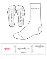 The Crew Sock - White - Lagree Collective - Top Text - Black - Circle Shape - Black Grip