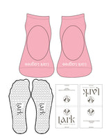The Ballet Sock - Candy Pink - Pure Movement LARK - Toe Logo - Printed - White - Heart Grip - White
