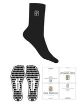 The Crew Sock - Black - The Oak Method - Top Logo - Embroidered - Cream - Custom Grip - Cream