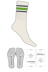 The Slouch Sock - Off White - C Wickson - 3 Strips - Navy/Green - Hexagon Grip - Transparent