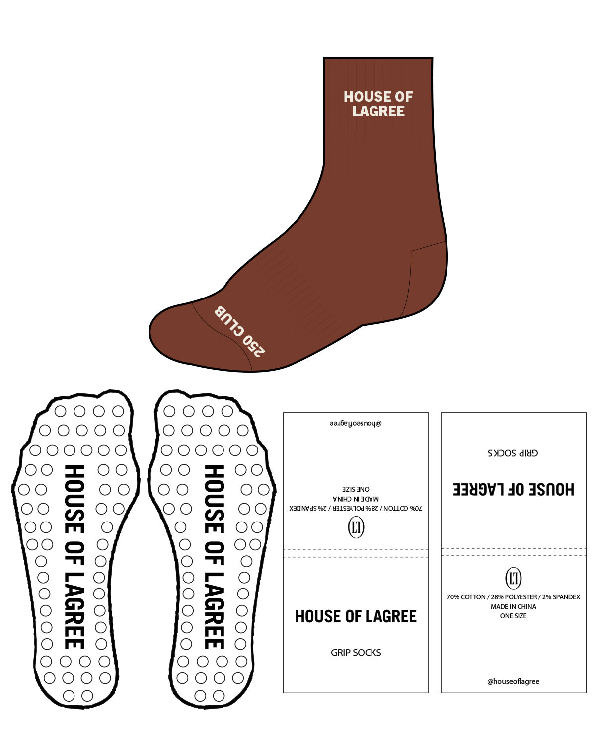 The 3/4 Crew Sock - Maroon - House of Lagree - 250 Club - Cream
