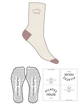 The Crew Sock - Off White - PHS - Toe & Heel - Top Logo Embroidered - Muted Red - Triangle Grip - Transparent