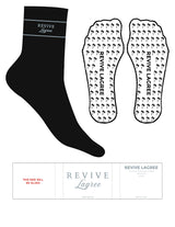 The 3/4 Crew Sock - Black - Revive Lagree - Frost Stripes - Top Logo Stacked - Embroidered - Frost - Palm Tree Grip - Frost