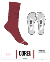 The Slouch Sock - Red D23 - Core CLE - Bottom Toe - Text - White - Triangle Shape Grip - Transparent
