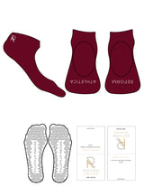 The Ballet Sock - Maroon - Reform Athletica - Ankle & Toe Logos - White - Triangle Grip - White