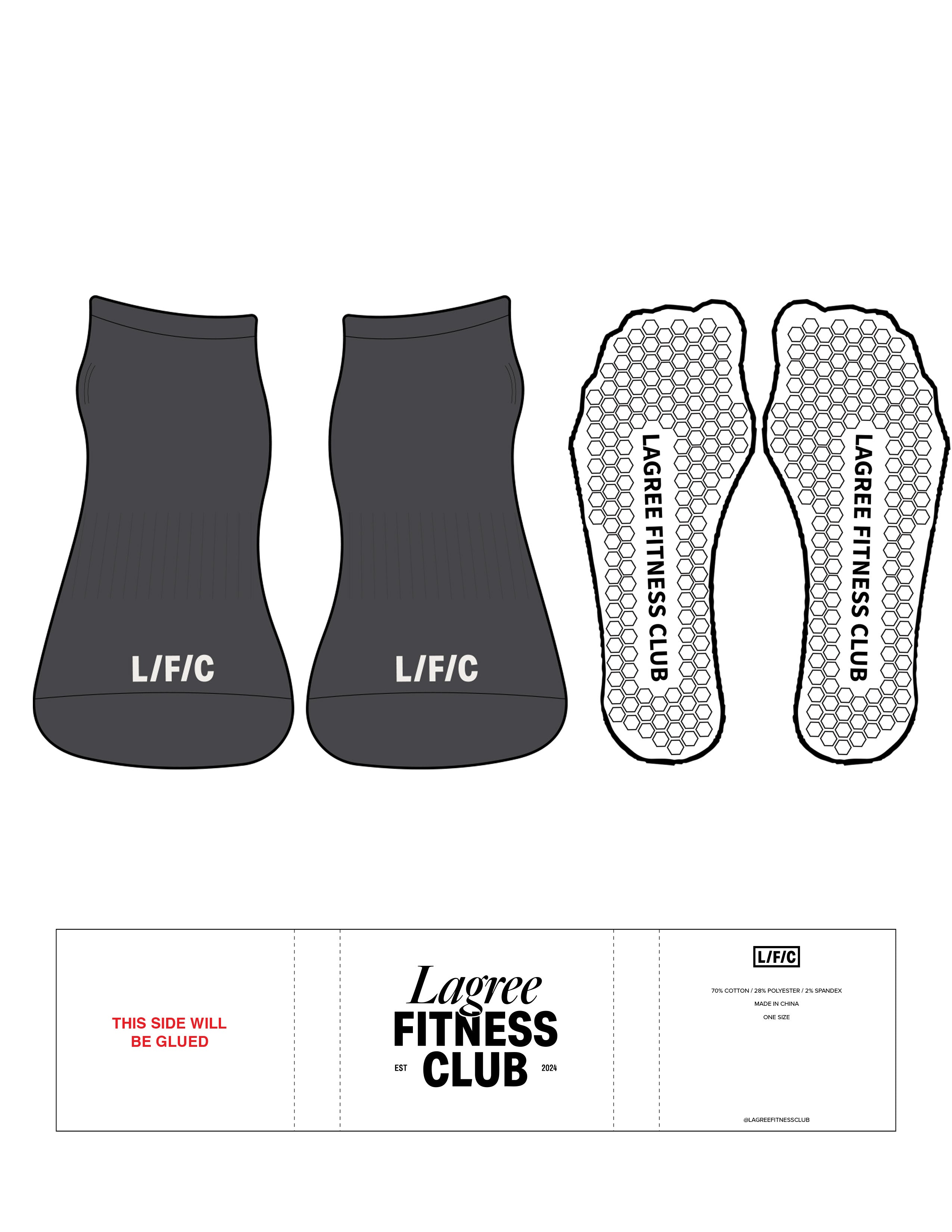The Ankle Sock - Forged Iron - LFC - Toe Logos - Cloud Dancer - Hexagon Grip - Transparent