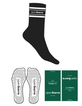 The Crew Sock - Black - OPENBARRE - 4 Stripes - Top Logo - White - Triangle Grip - Black